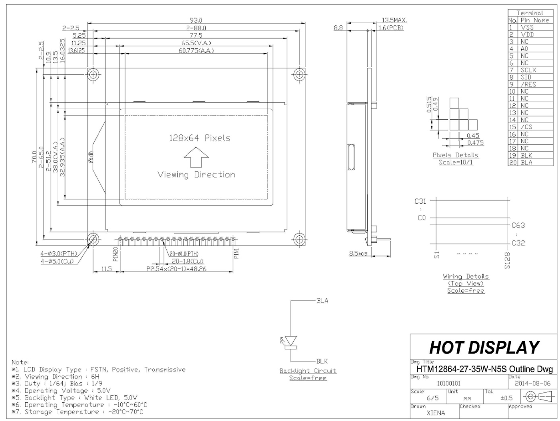 3-inch 128x64 graphic LCD module 12864-27.png