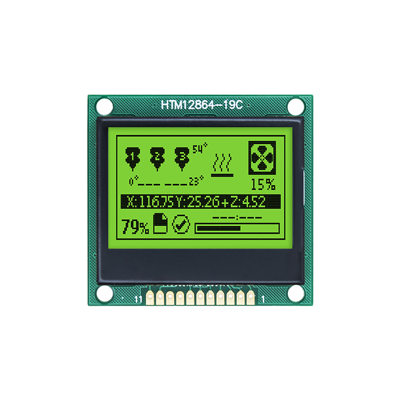 128X64图形液晶模块 黄绿侧背光和负电压的 FSTN+ 显示屏