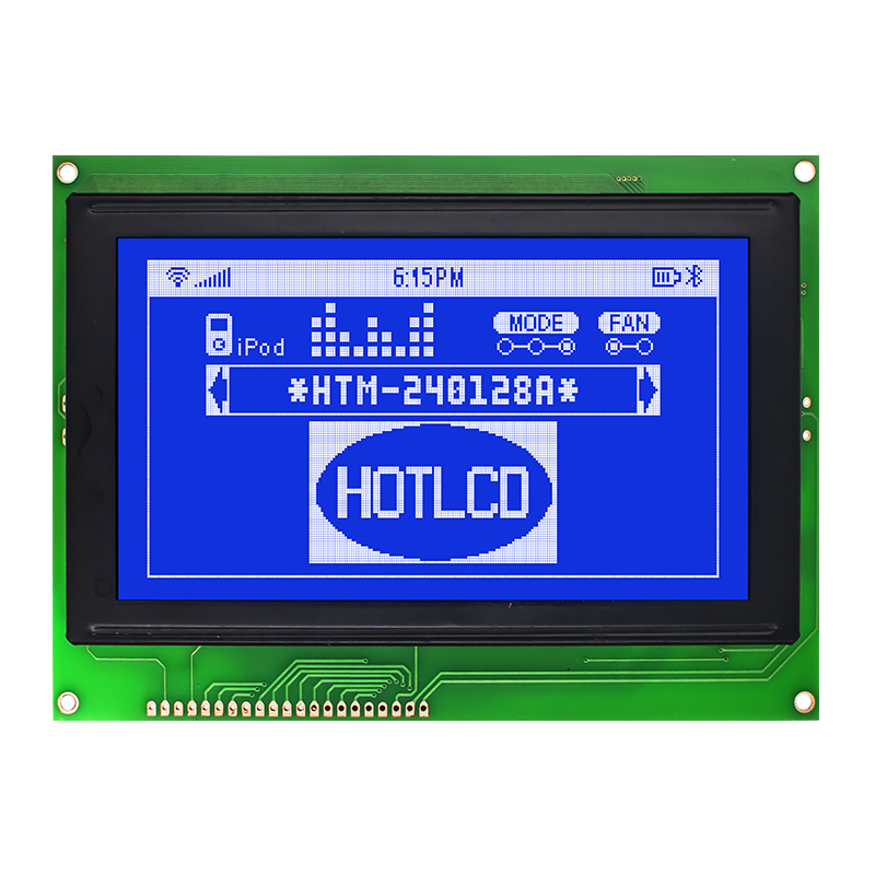 240X128图形液晶模块 STN - 带白色背光的蓝色显示屏
