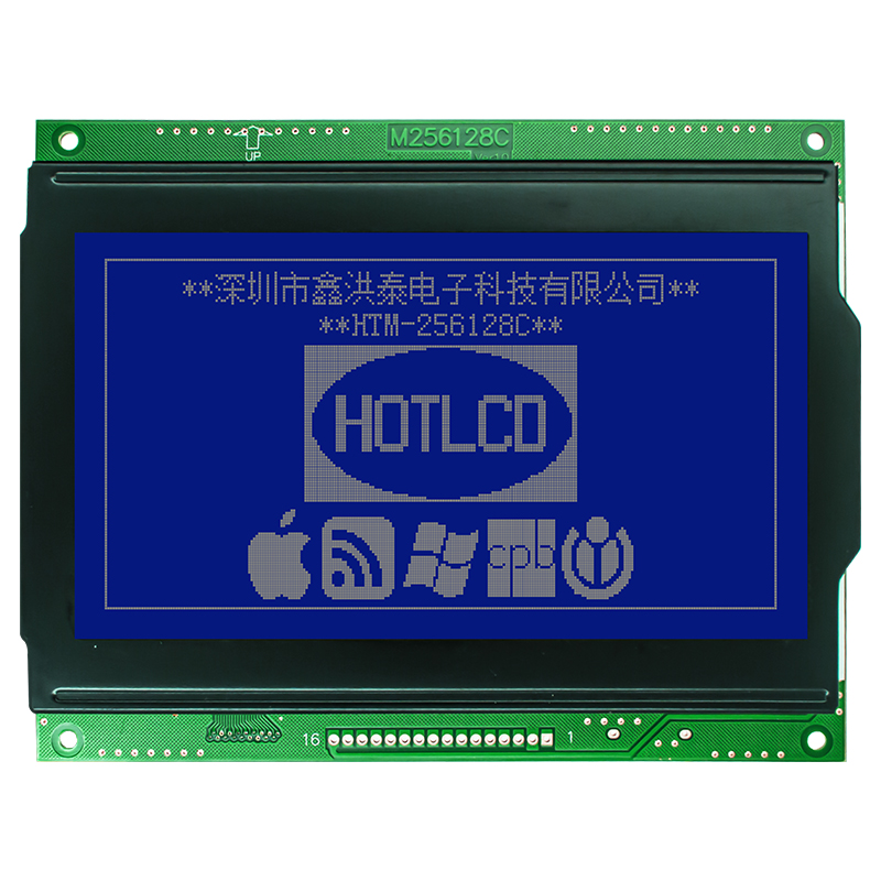 256X128 图形 LCD 模块 STN - 带白色背光的蓝色显示屏