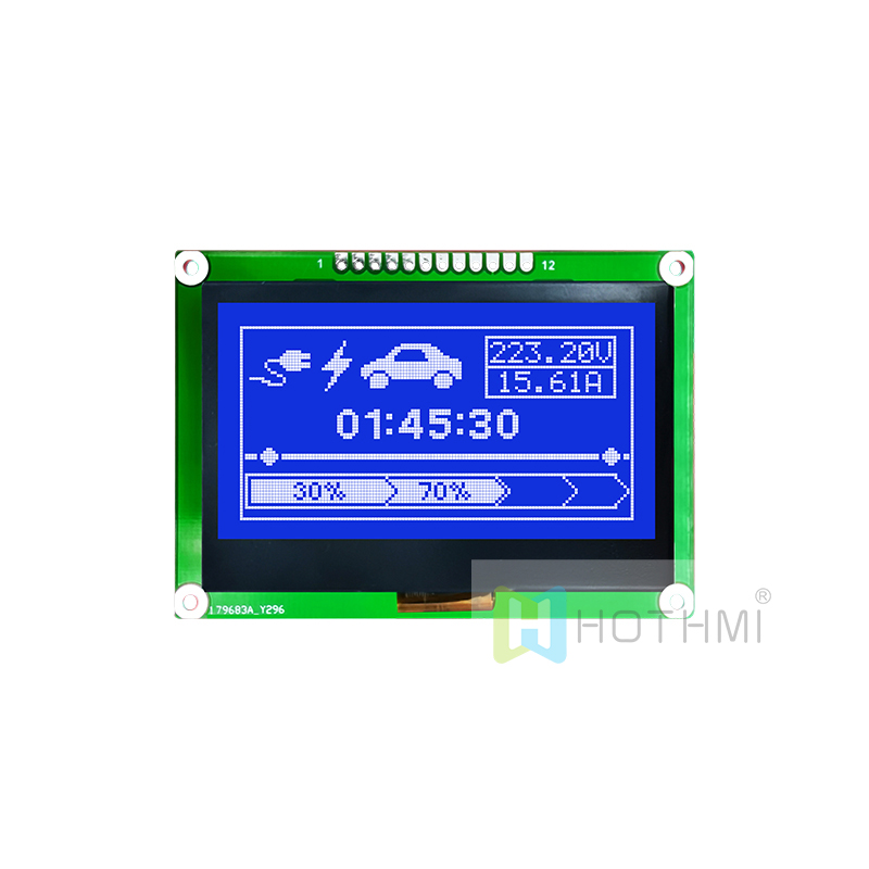 128X64 图形液晶模块 STN - 带白色背光的蓝色显示屏
