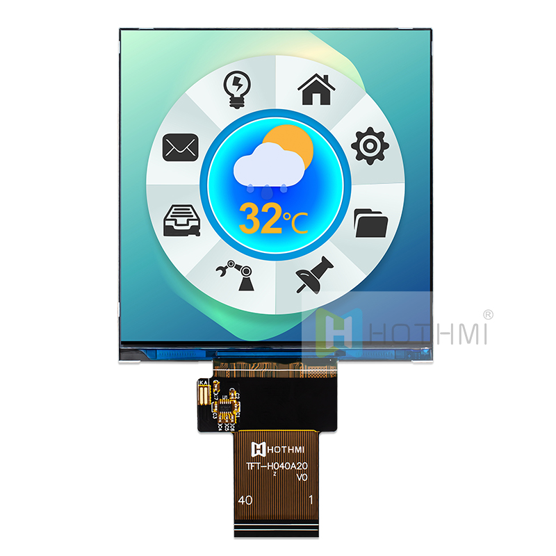 TFT-H040A20DKINV 6N40 | 4.0" IPS LCD | 720x720px screen | EMI shielding | RGB interface | Optional capacitive touch screen, resistive touch screen