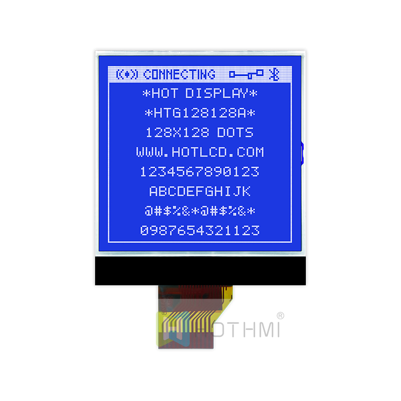2.2寸 128X128图形COG液晶屏| STN - 带白色侧背光的蓝色显示屏