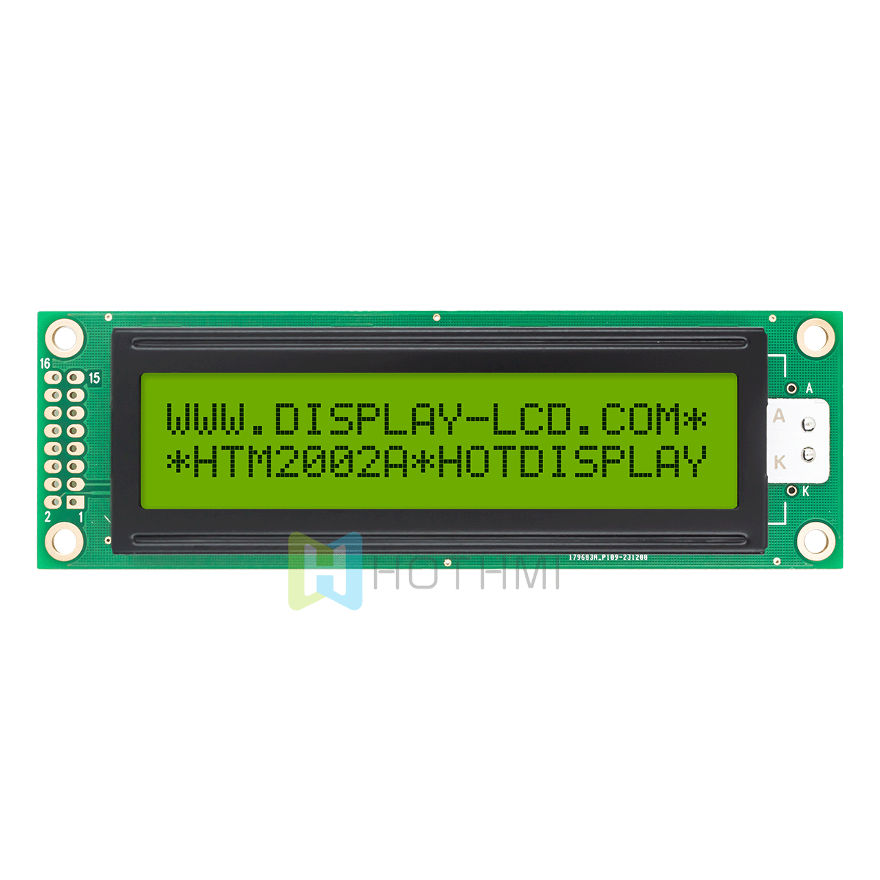 Adruino| 2X20 字符单色液晶模组屏 | STN+ 黄/绿显示屏，带黄/绿背光| 5.0V