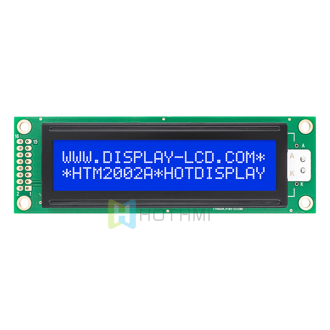 2X20 character monochrome LCD screen | STN-blue display with white backlight | 5.0V | Totally transflective display | ST7066U controller | Adruino