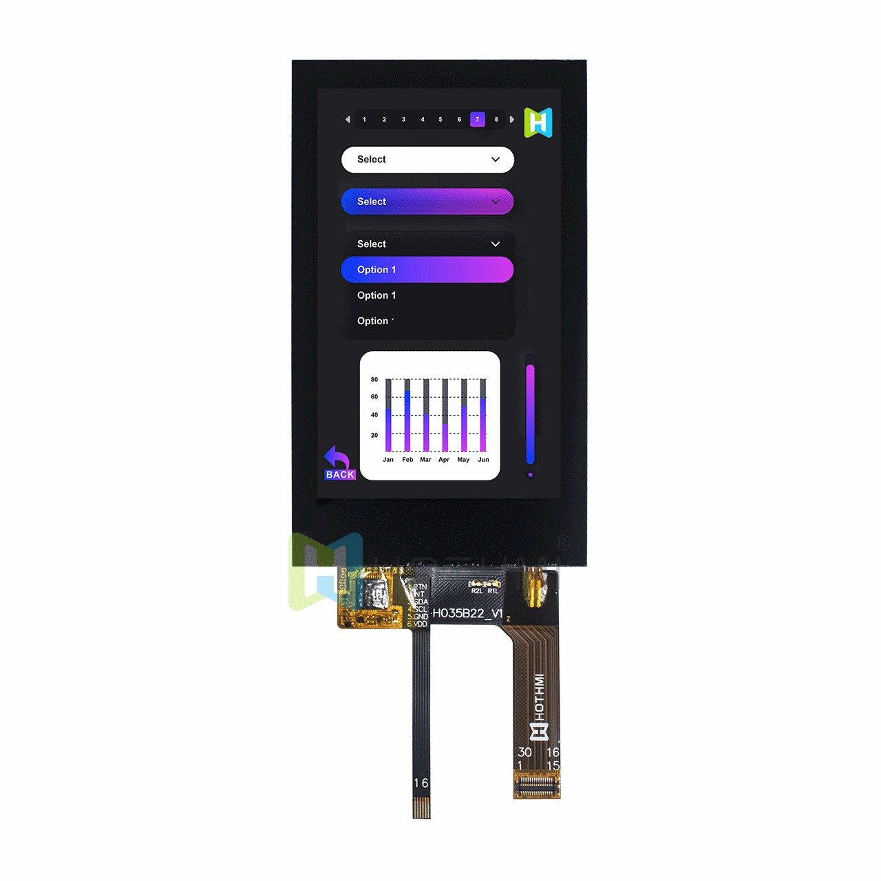 IPS 3.5-inch TFT LCD display module/480x800 pixels/ST7701S/capacitive touch/MIPI interface/3.3V/compatible with Android