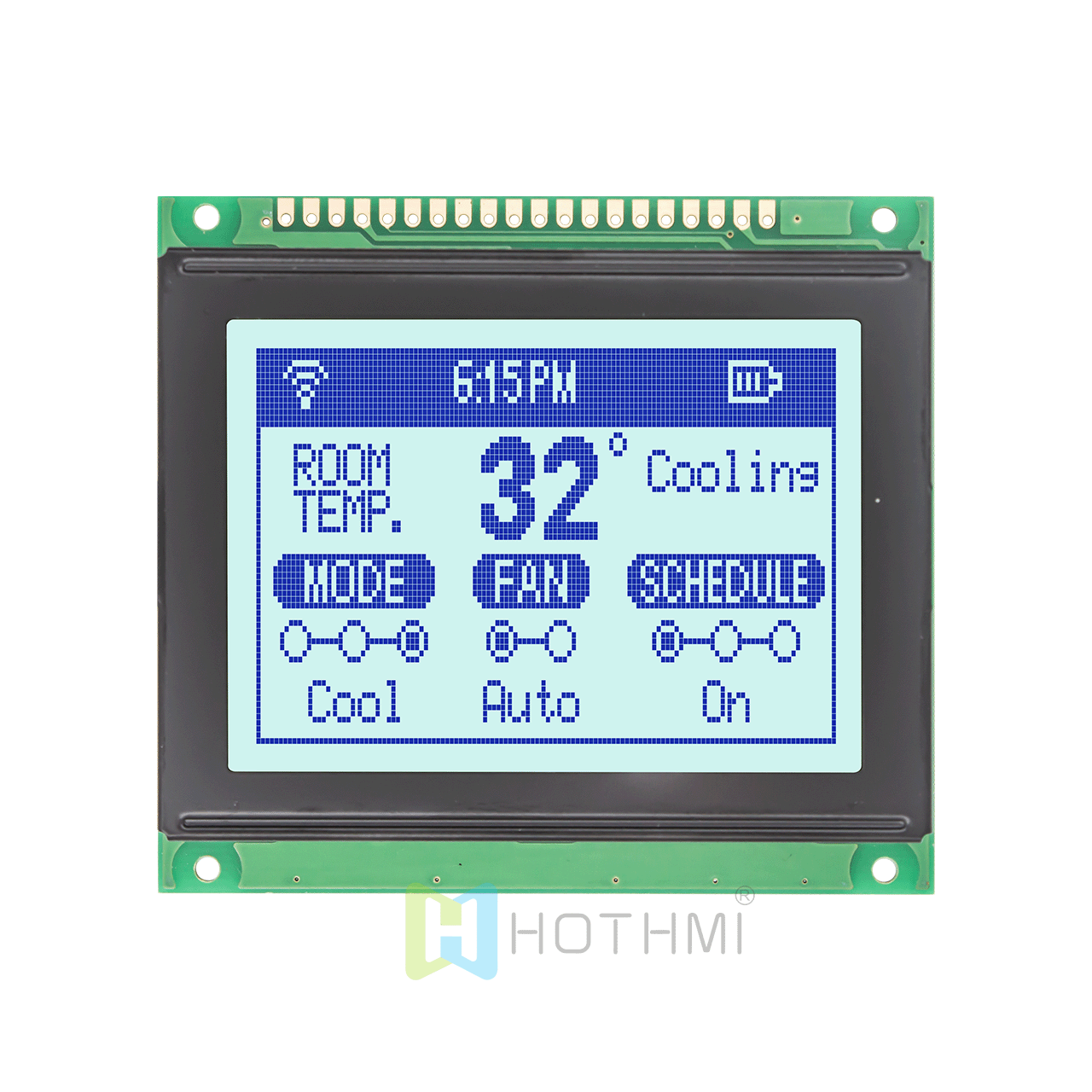 3" 128x64 LCD display | Graphic dot matrix display | Compatible with KS0108 | Blue text on gray background | Arduino