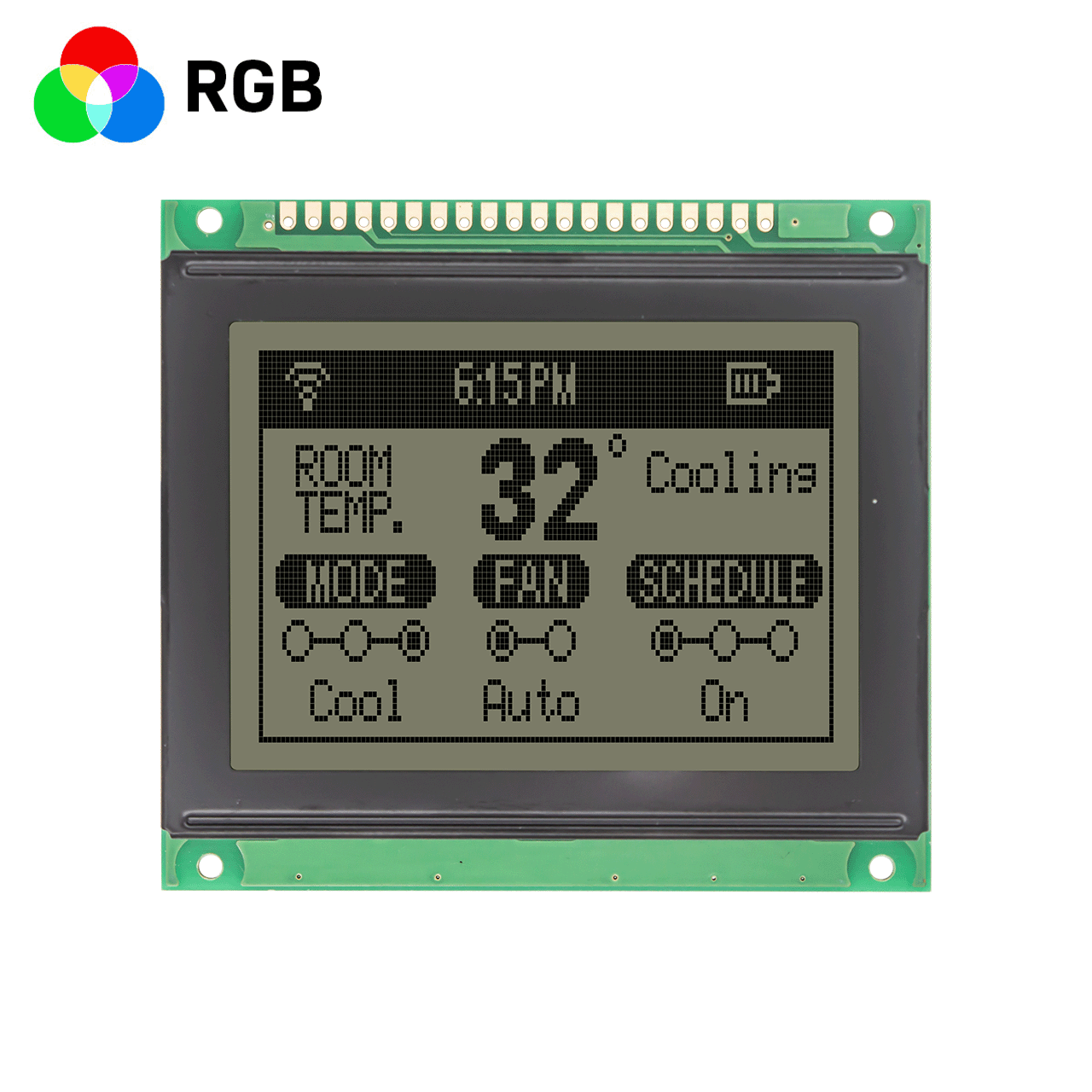 3“图形 LCD 168x24液晶模块，FSTN正显，兼容 KS108，RGB红绿蓝背光