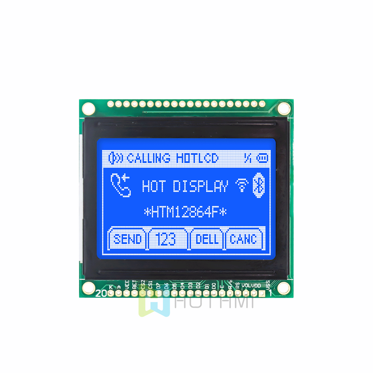 2寸LCD12864液晶屏/LCM128x64图形点阵模块/蓝底白字/多种语言字库/STN负显