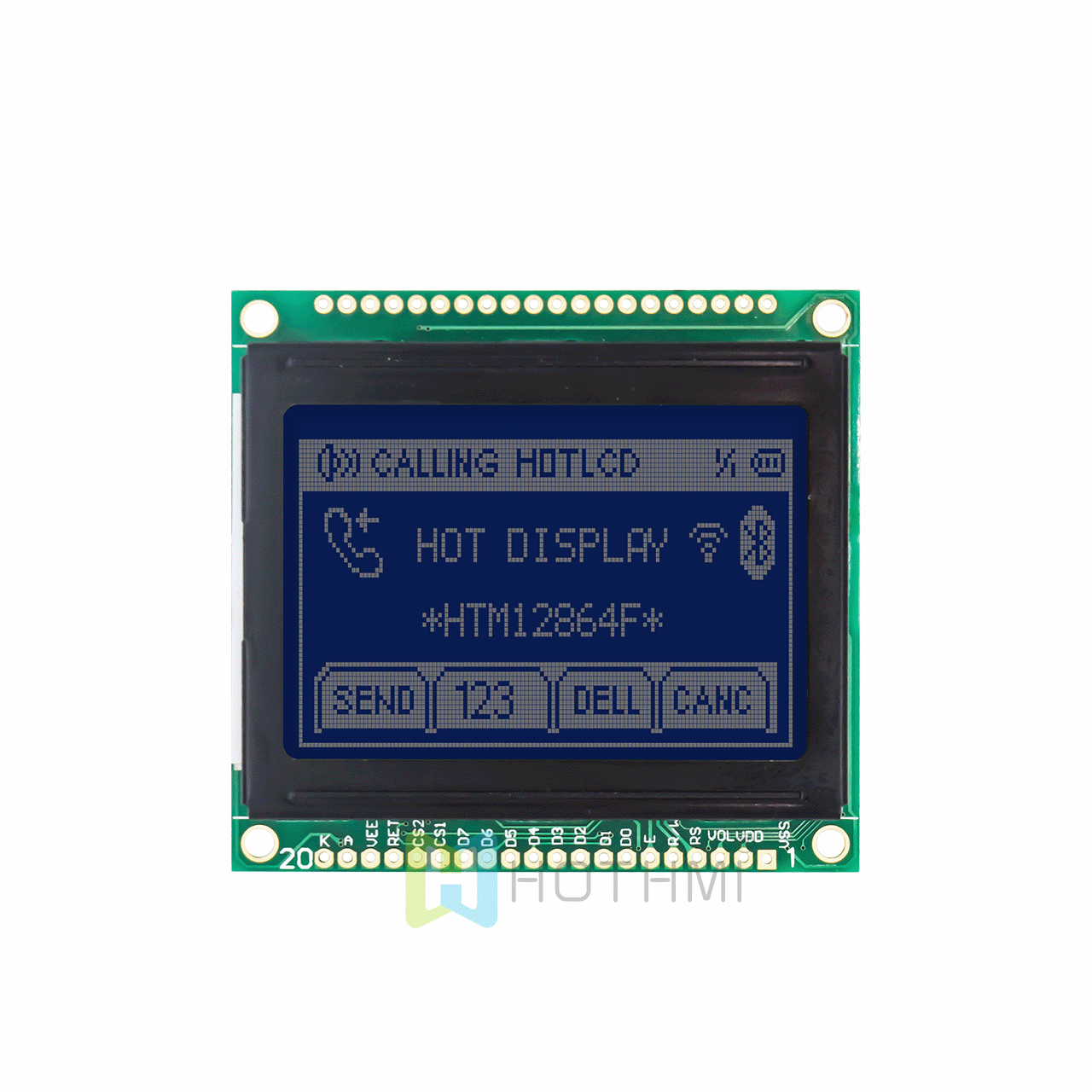 2-inch LCD12864 LCD screen/LCM128x64 graphic dot matrix module/white text on blue background/multiple language fonts/STN negative display