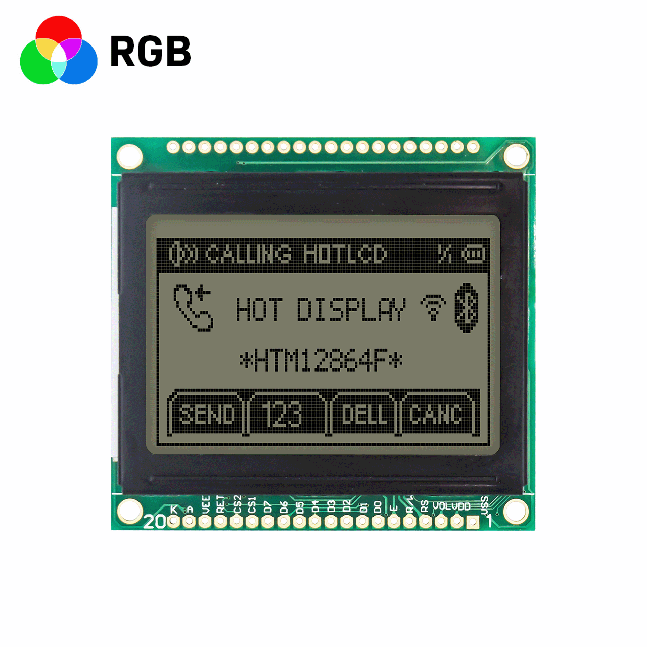 2" low cost 128X64 graphic LCD module | 12864 graphic LCD display | FSTN positive display | RGB red, green and blue | Adruino