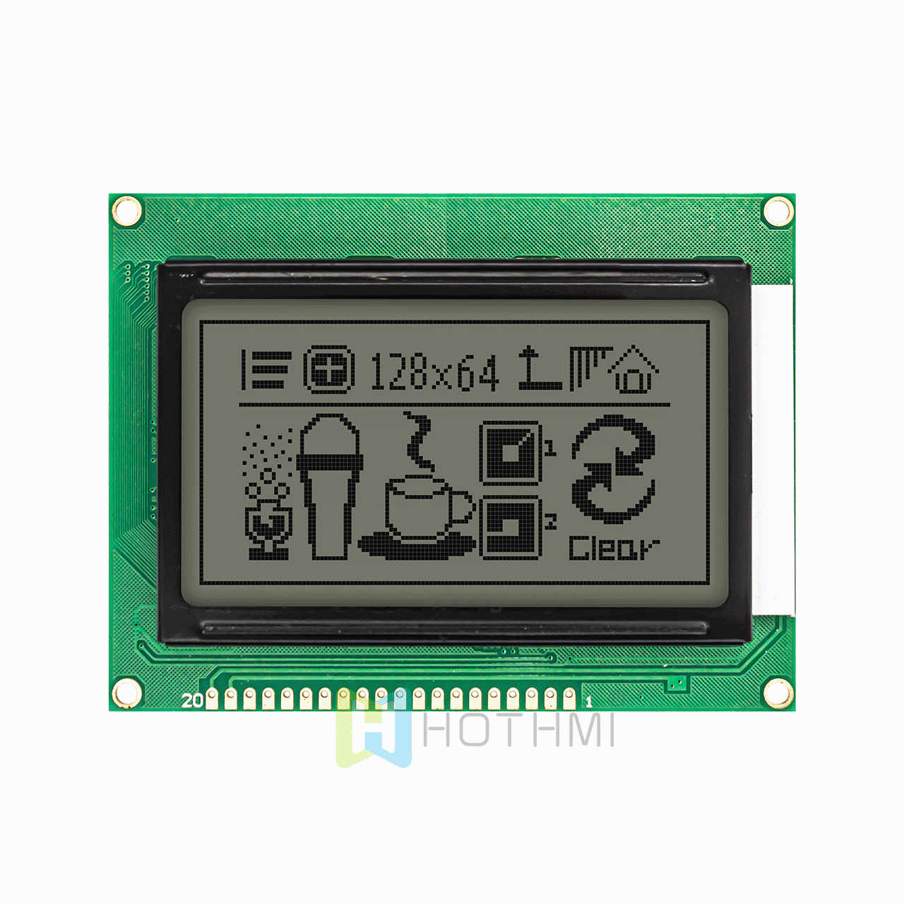 3.2-inch 128X64 monochrome graphic dot matrix module LCM/12864 LCD graphic display module/white background gray characters/ST7920 control chip