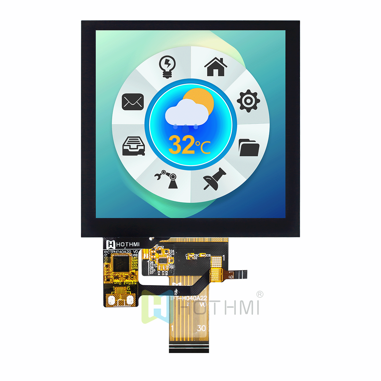 4寸方形TFT液晶模块显示屏 720X720px 高清/ST7701S/LVDS接口/IPS/带电容触摸屏