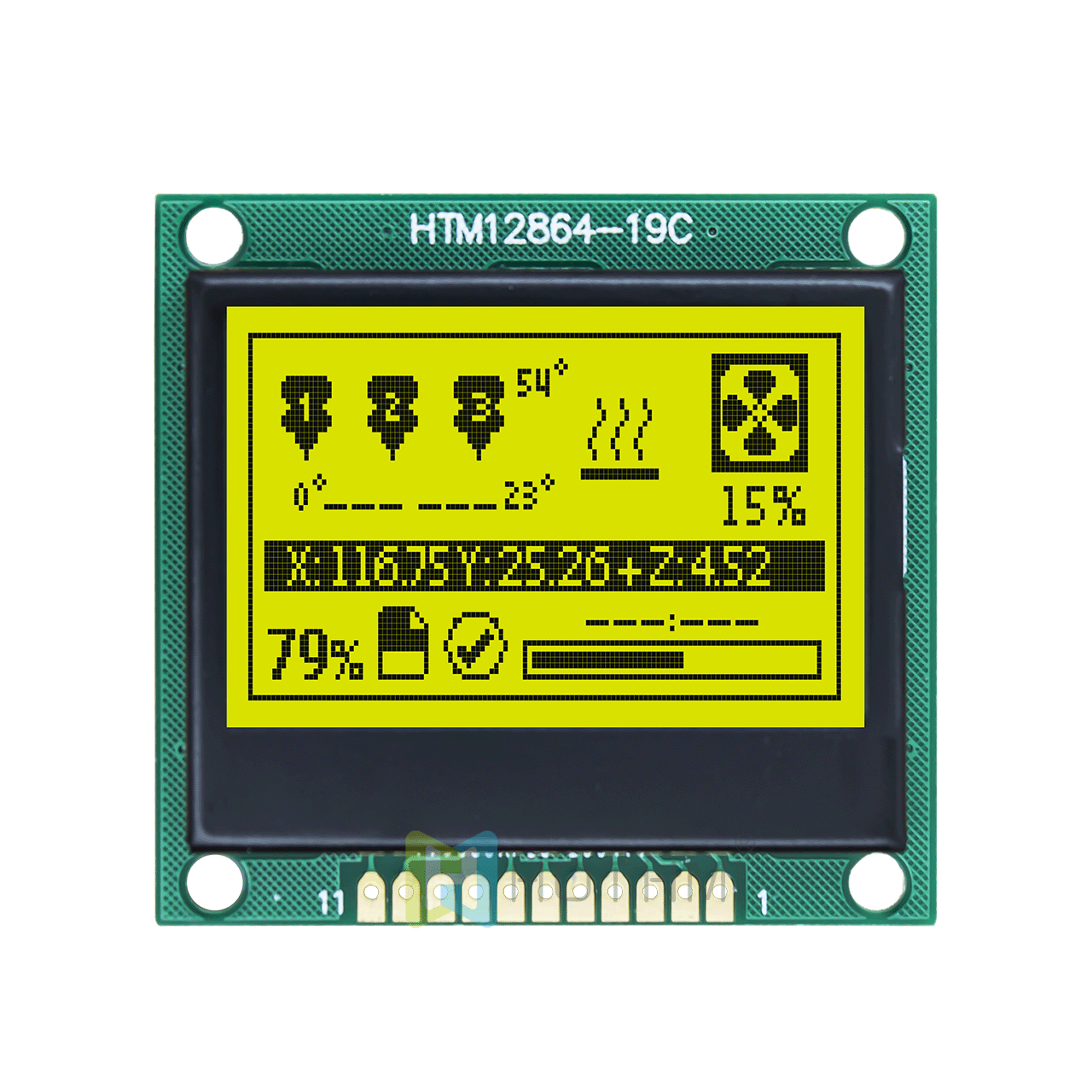 1.7 "128 x 64 LCD 图形显示模组 | 12864液晶图形显示模块| STN正片黄绿背光 |  Adruino