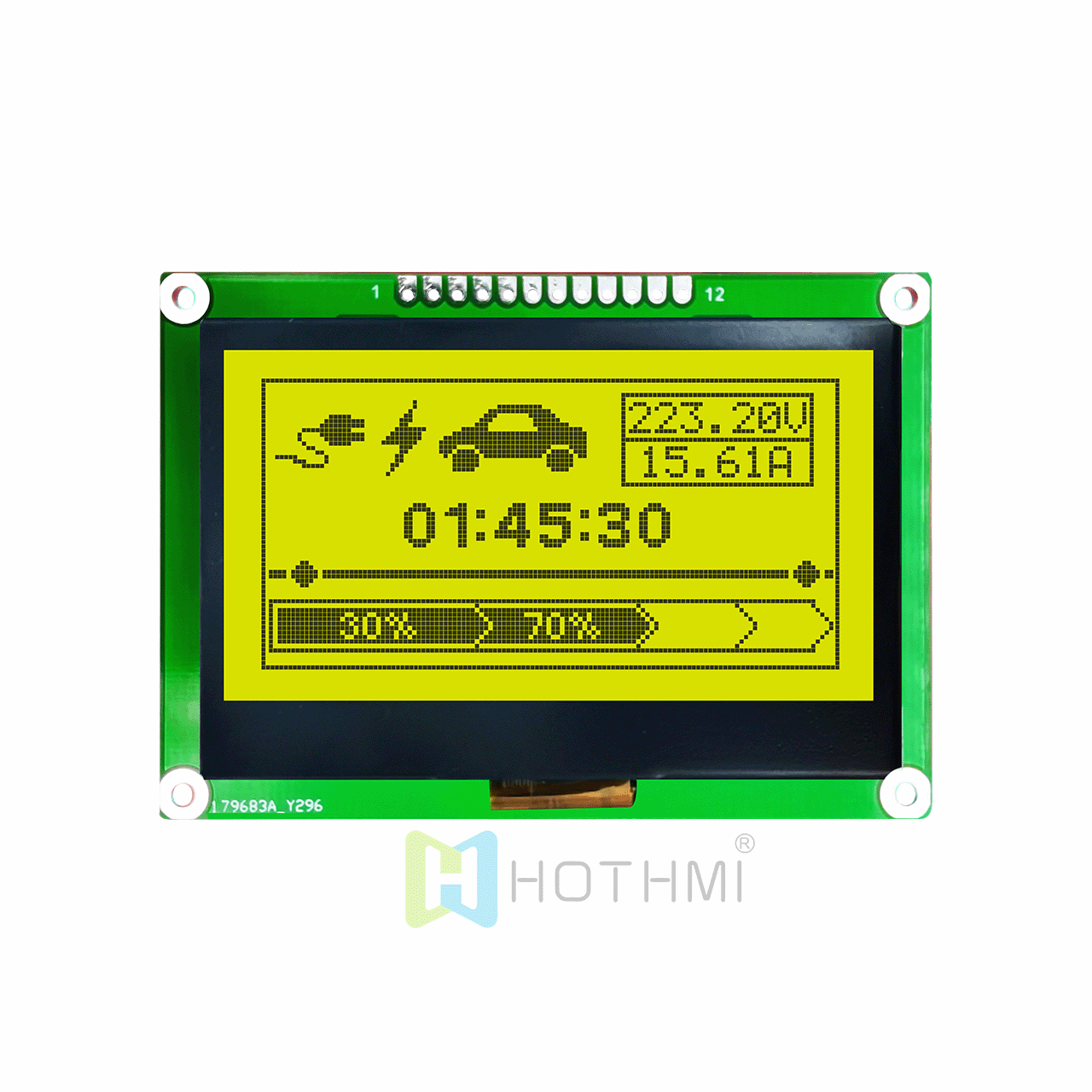 2.7英寸LCD12864液晶屏/LCM128x64图形点阵模块/黄绿背光/带中文字库