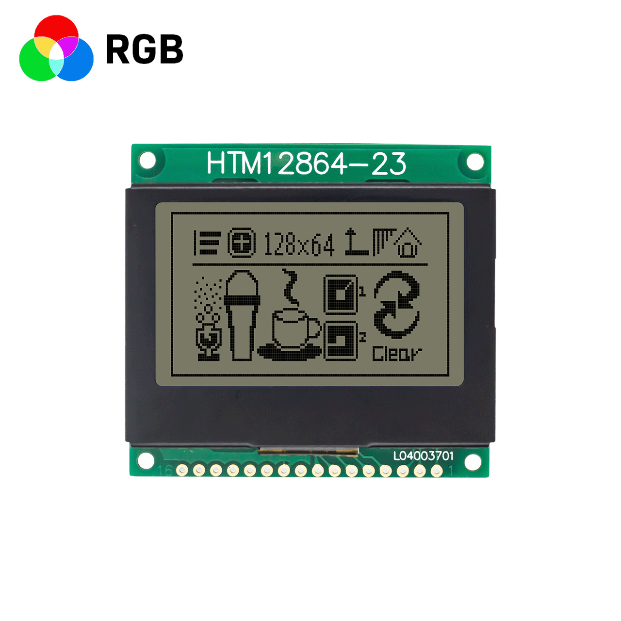 2.0-inch LCD12864 graphic LCD screen/LCM128x64 graphic dot matrix module/RGB red, green and blue backlight/Chinese, English, Russian and Japanese character library