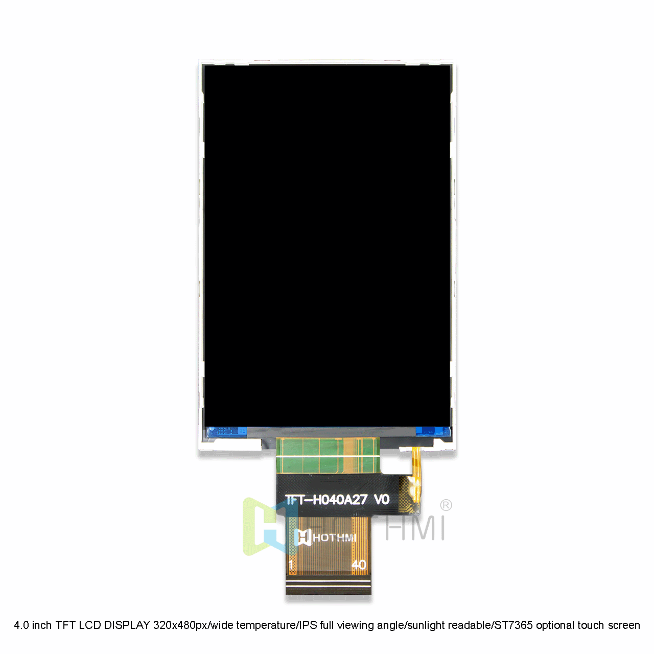 4寸TFT液晶显示屏SPI 320x480点阵/宽温/IPS全视角/阳光下可视/ST7365/可选触摸屏