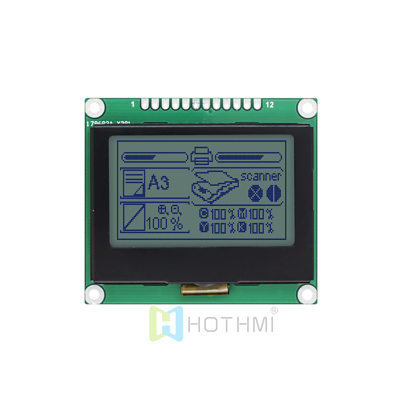 2-inch 12864 LCD Graphic Display Module | 128 X 64 Graphic Dot Matrix Module | STN Positive Display | SPI Interface | ST7567 Controller