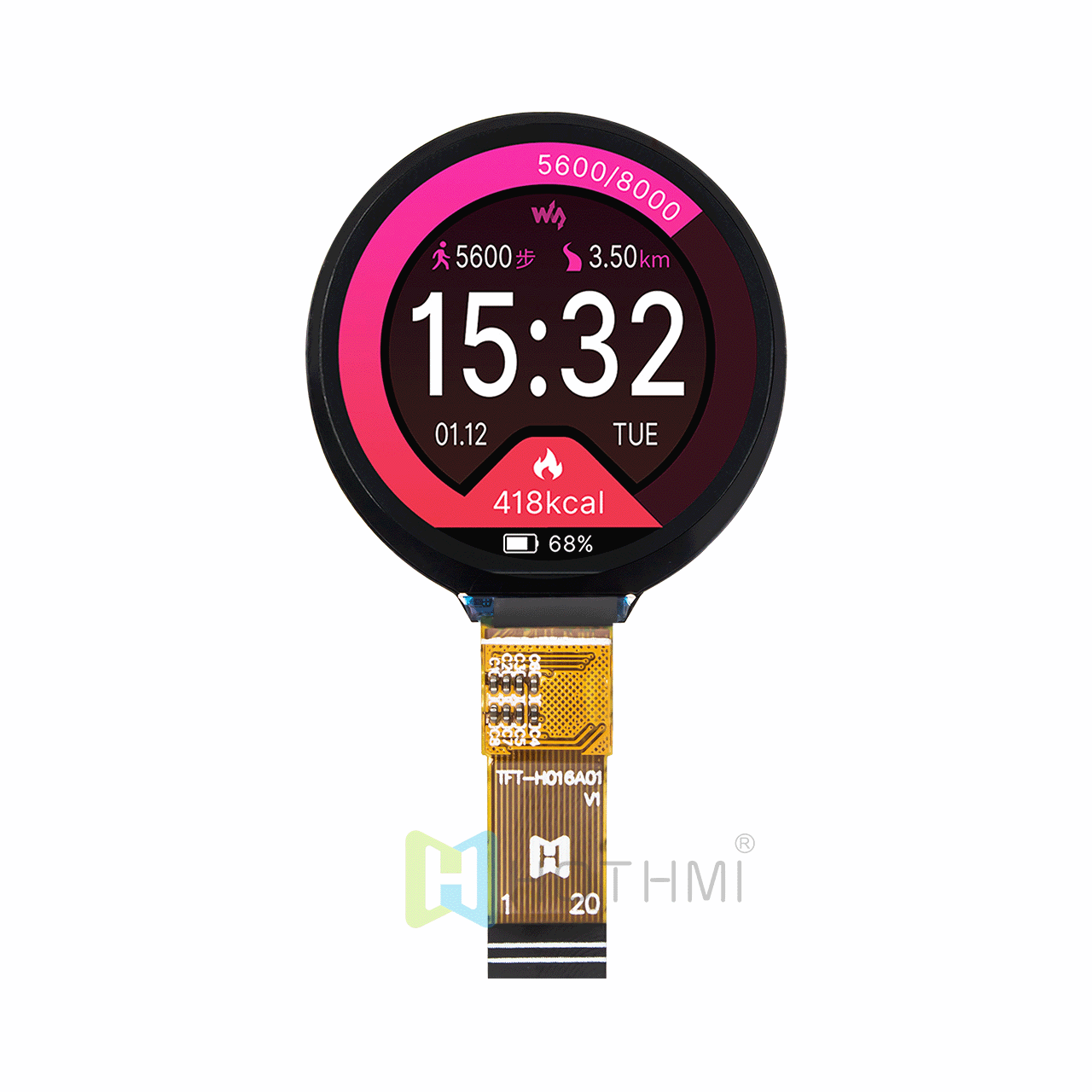 1.6-inch round TFT LCD display/MIPI interface/400x400 dots/IPS full viewing angle/wide temperature/ST7797/optional touch screen/compatible with Android