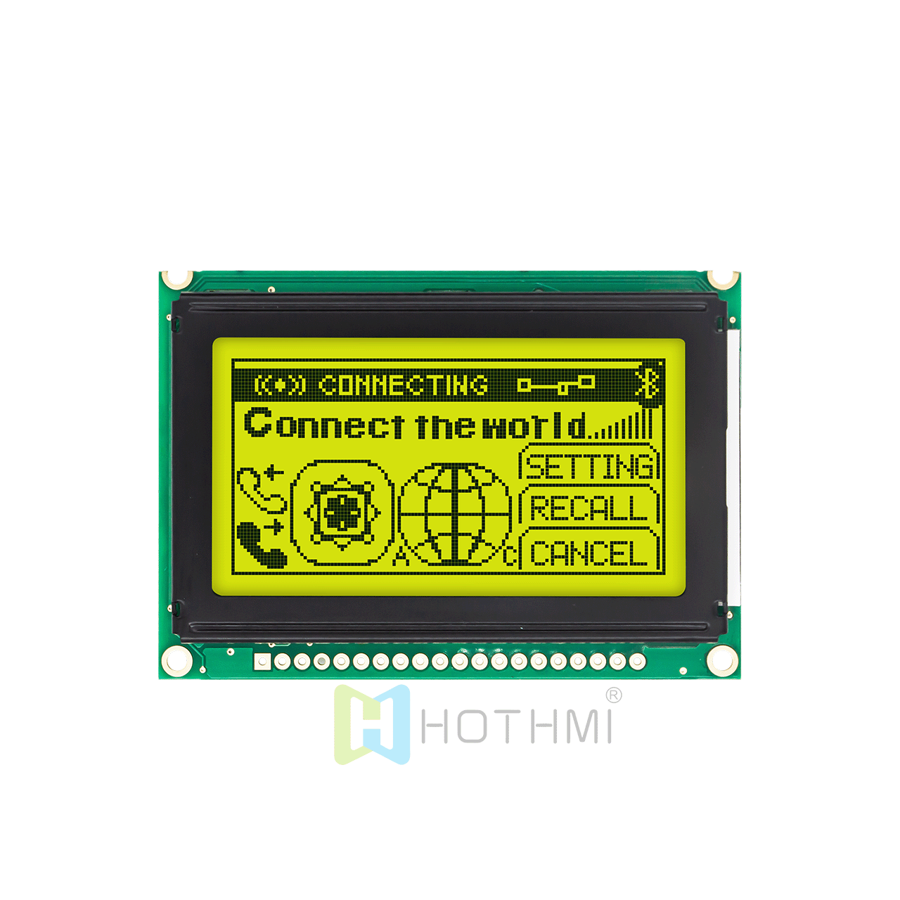 2.7英寸 128 x 64 图形液晶显示器 | 12864 图形 LCD  |  STN +黄绿背光 | 半透偏光片