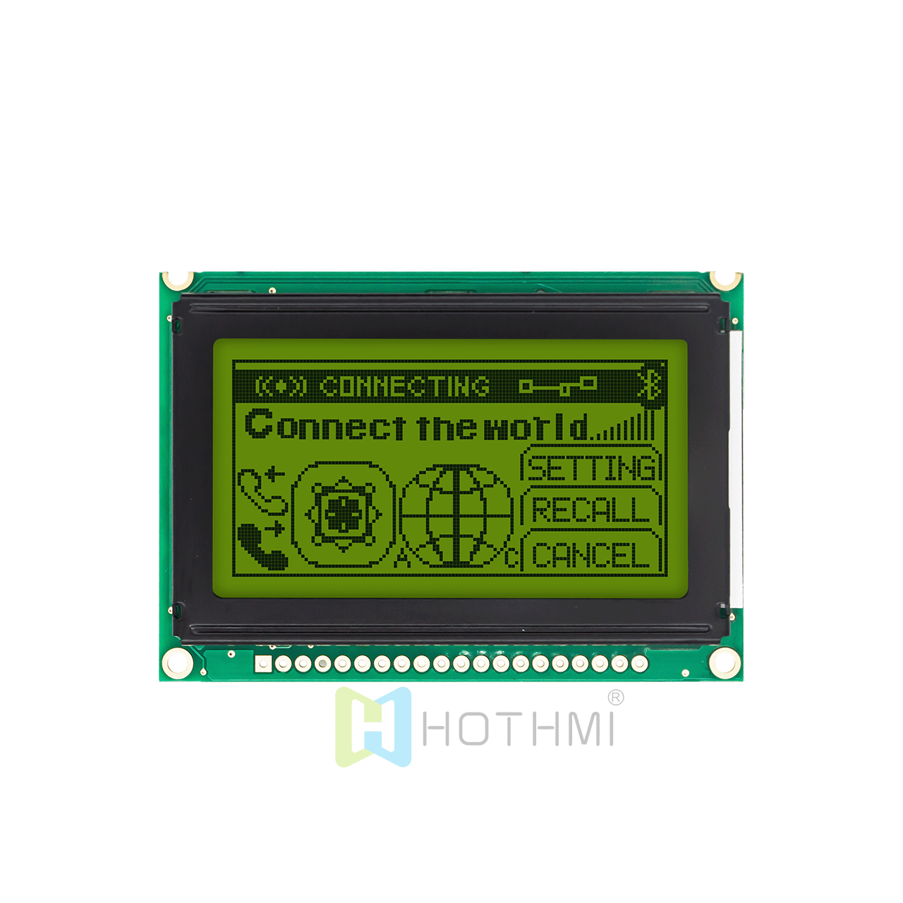 2.7英寸 128 x 64 图形液晶显示器 | 12864 图形 LCD  |  STN +黄绿背光 | 半透偏光片