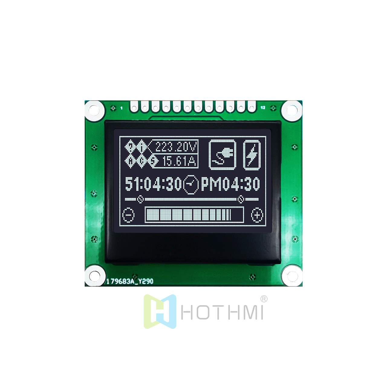 1.7" 128 x 64 Graphic LCD | SPI Interface | 12864 Graphic Module Display | DFSTN Negative Display | Transflective Polarizer | White on Black