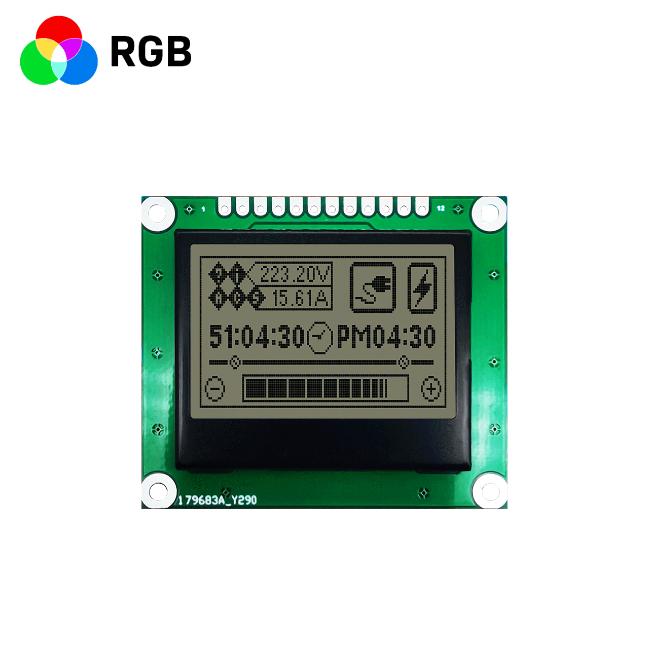 1.7 英寸 128 x 64 图形液晶显示器 | 12864 图形 LCD  |  | FSTN +RGB红绿蓝背光 | 全透偏光片
