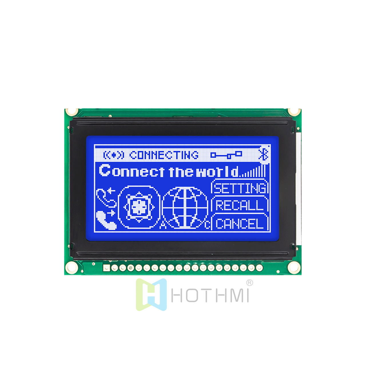 2.7英寸STN负向显示蓝底白字 128x64 图形 LCD 显示模块，MCU ，适用于 Arduino