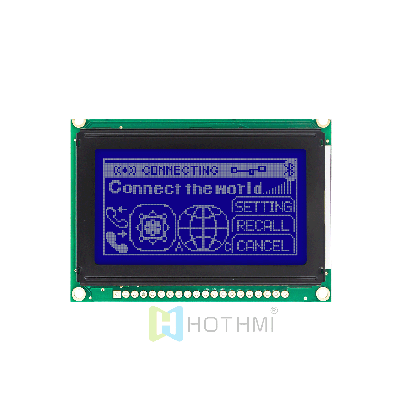 2.7英寸STN负向显示蓝底白字 128x64 图形 LCD 显示模块，MCU ，适用于 Arduino
