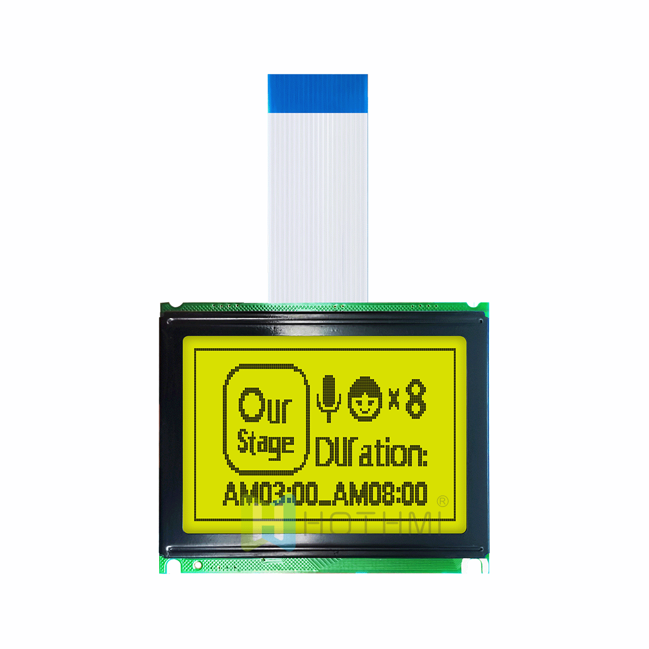 3英寸128 x 64 LCD图形液晶显示屏 | 128x64图形液晶模组 | STN正显 黄绿背光