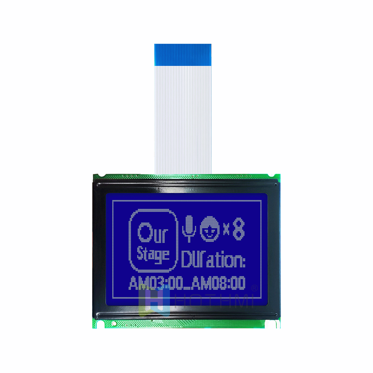 3 inch 128x64 LCD Graphic Display Module | 12864 Graphic LCD Module | STN Negative Display | White Backlight | White on Blue | Fully Transparent Polarizer