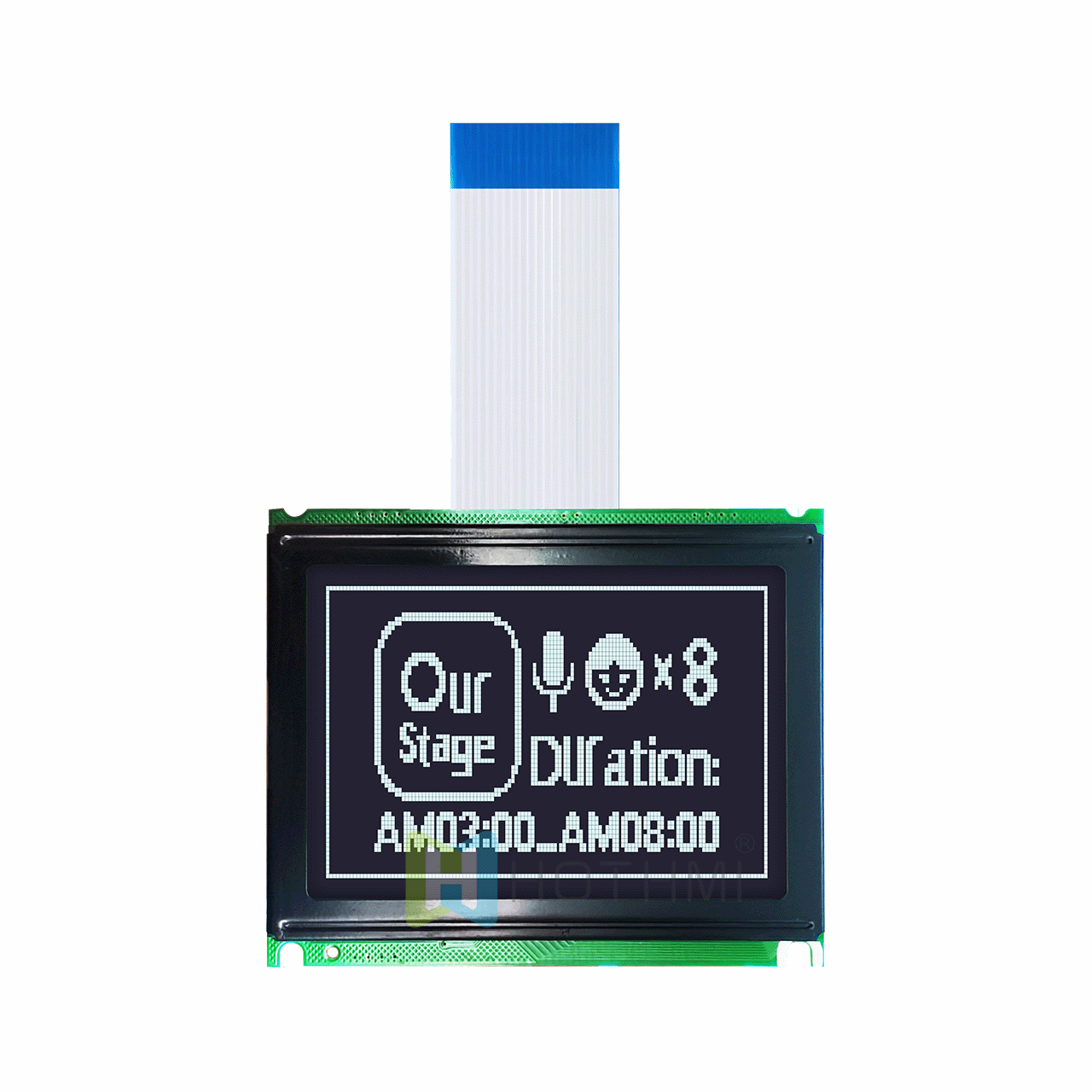 3 inch 128x64 LCD Graphic Display Module | 12864 Graphic LCD Module | DFSTN Negative Display | White on Black | Transflective Polarizer