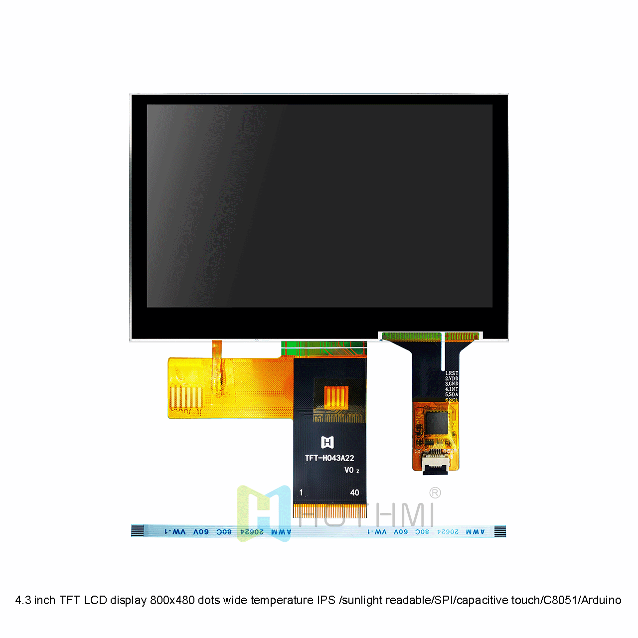 4.3 inch TFT LCD display 480x272 dots wide temperature IPS full viewing angle/sunlight readable/SPI interface/capacitive touch compatible with C8051/Arduino/STM32
