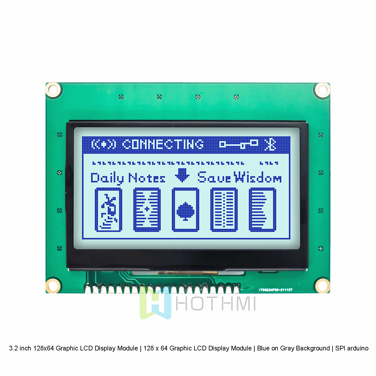 3.2英寸 128x64 图形液晶 LCD 显示模块 |  128 x 64 图形液晶显示模组 |灰底蓝字 | SPI接口 | 3.3V arduino