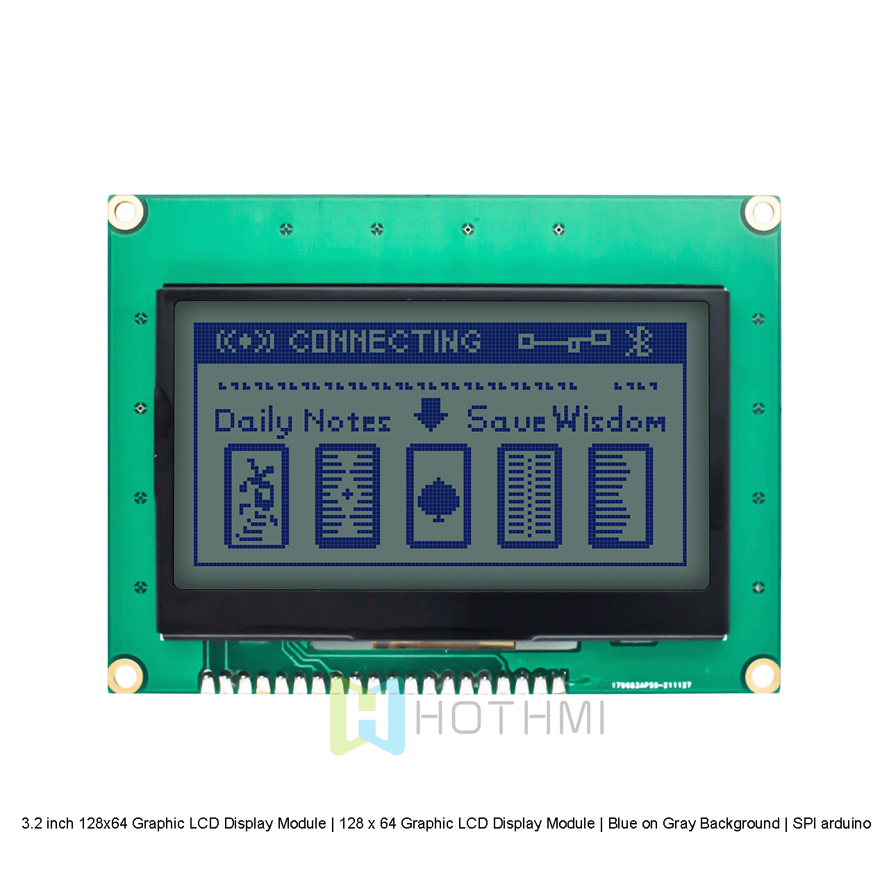 3.2英寸 128x64 图形液晶 LCD 显示模块 |  128 x 64 图形液晶显示模组 |灰底蓝字 | SPI接口 | 3.3V arduino