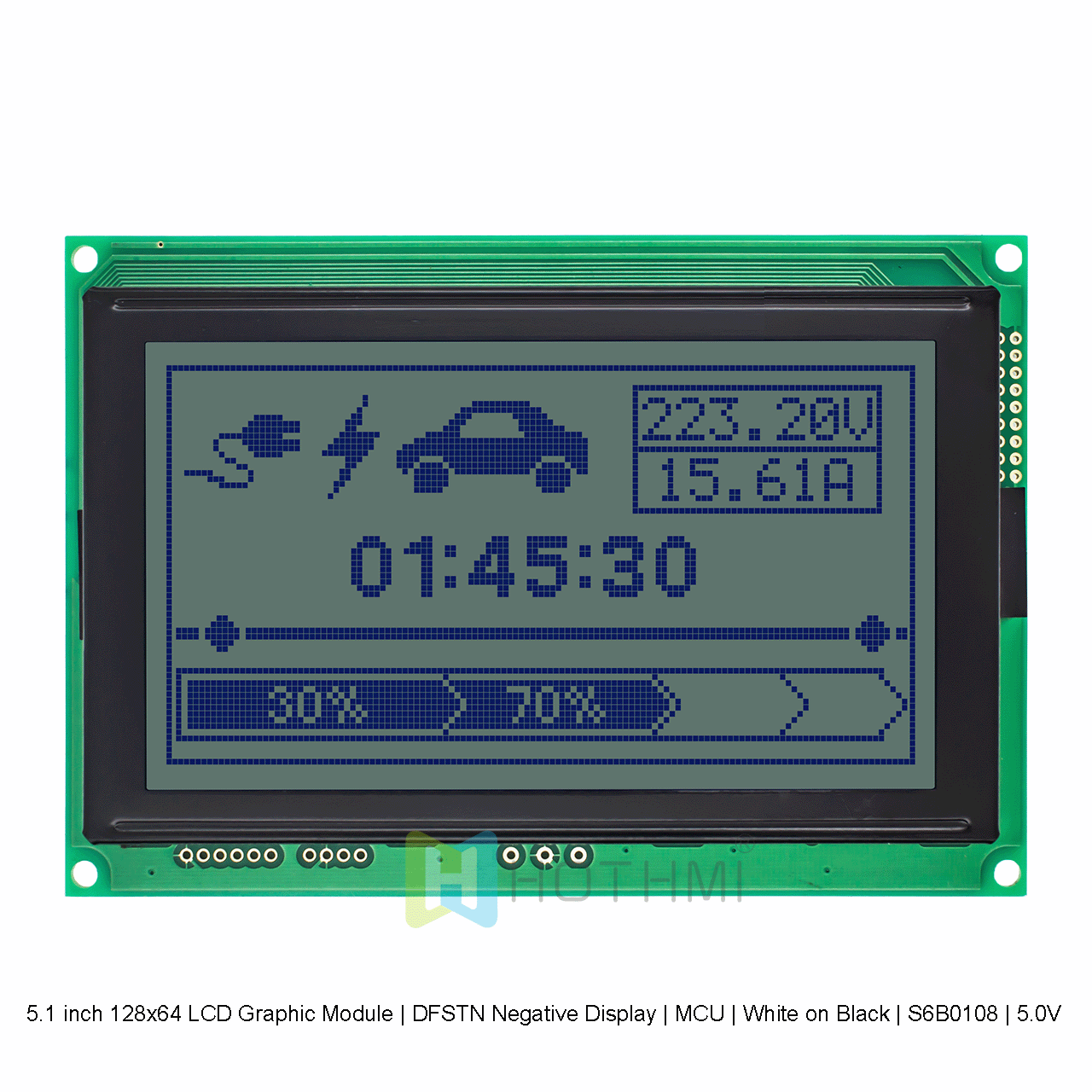 5.1" 128 x 64 Graphic LCD Module | STN | MCU | Blue on Gray | S6B0108 | 5.0V arduino