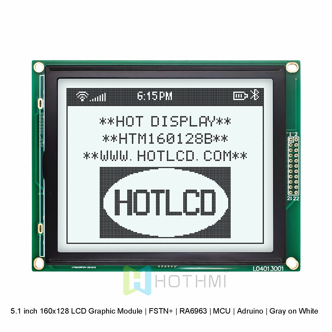 5.1 inch 160x128 LCD Graphic Module | FSTN+ | RA6963 | MCU | Arduino | Gray on White