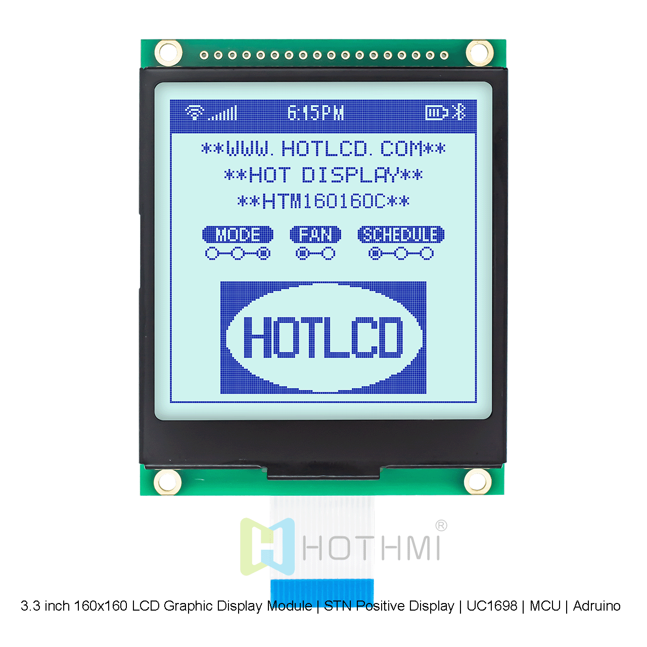 3.3 inch 160x160 LCD Graphic Display Module | STN Positive Display | UC1698 | MCU | Arduino