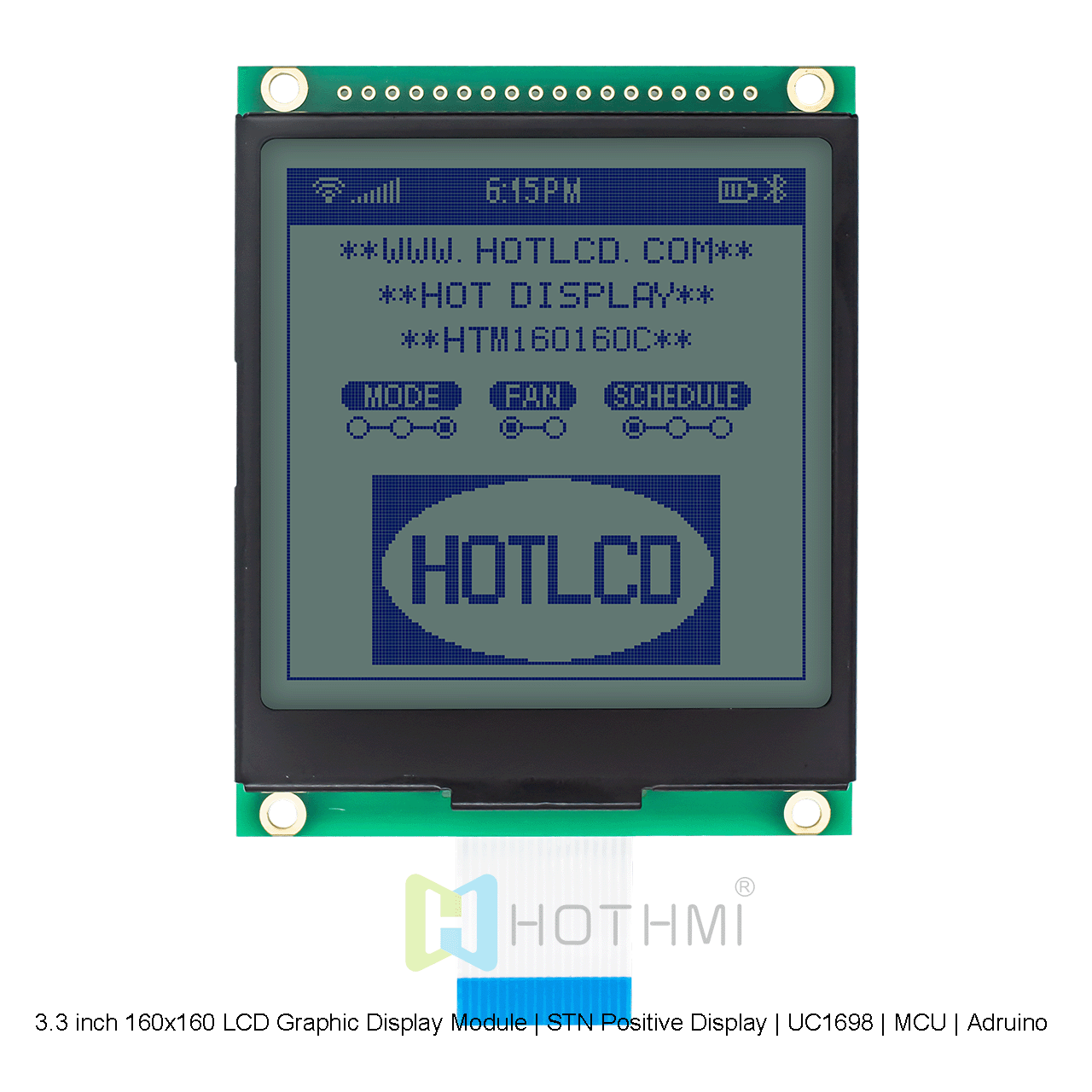 3.3 inch 160x160 LCD Graphic Display Module | STN Positive Display | UC1698 | MCU | Arduino