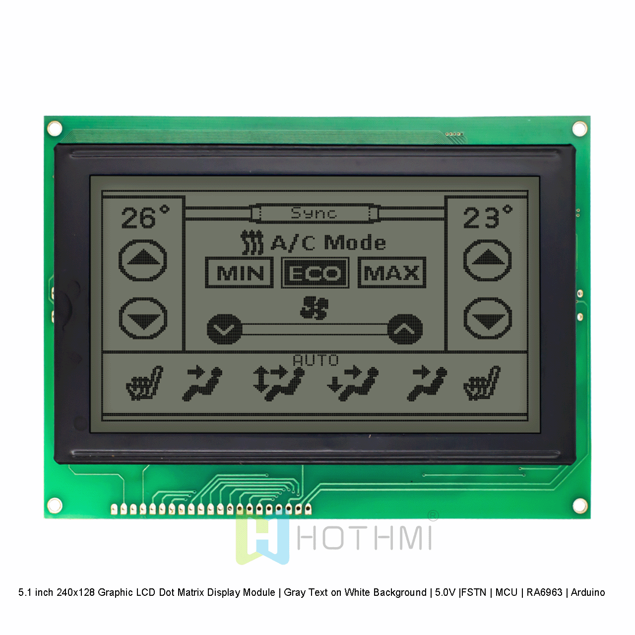 5.1 inch 240x128 Graphic LCD Dot Matrix Display Module | Gray Text on White Background | 5.0V |FSTN | MCU | RA6963 | Arduino