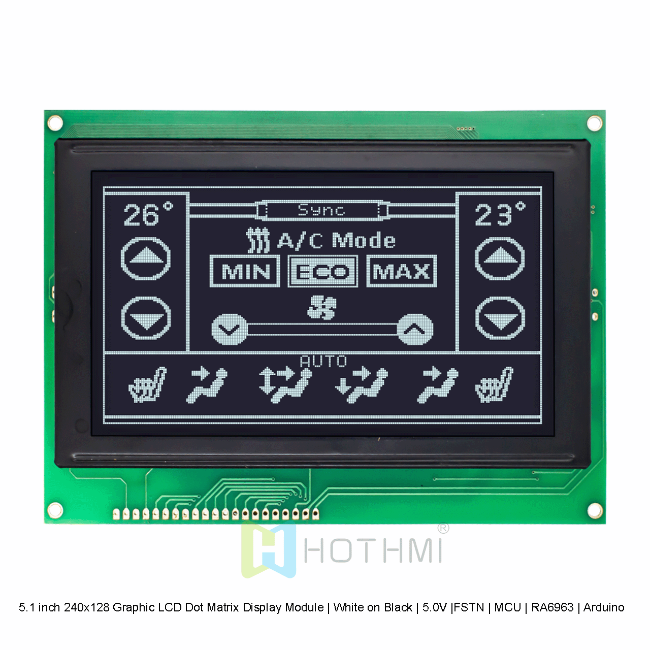 5.1 inch 240x128 Graphic LCD Dot Matrix Display Module | White on Black | 5.0V |FSTN | MCU | RA6963 | Arduino