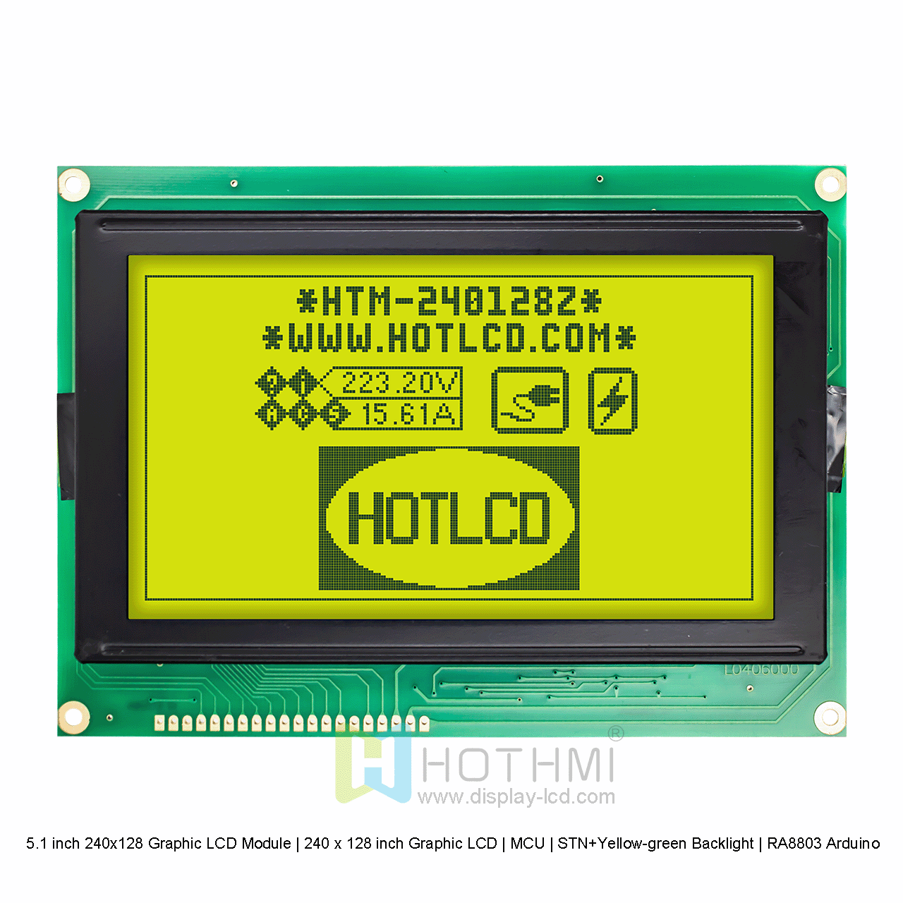 5.1 inch 240x128 Graphic LCD Module | 240 x 128 inch Graphic LCD | MCU | STN+Yellow-green Backlight | RA8803 Arduino