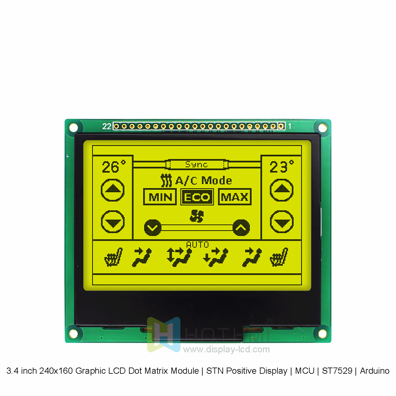 3.4 inch 240x160 Graphic LCD Dot Matrix Module | STN Positive Display | MCU | ST7529 | Arduino