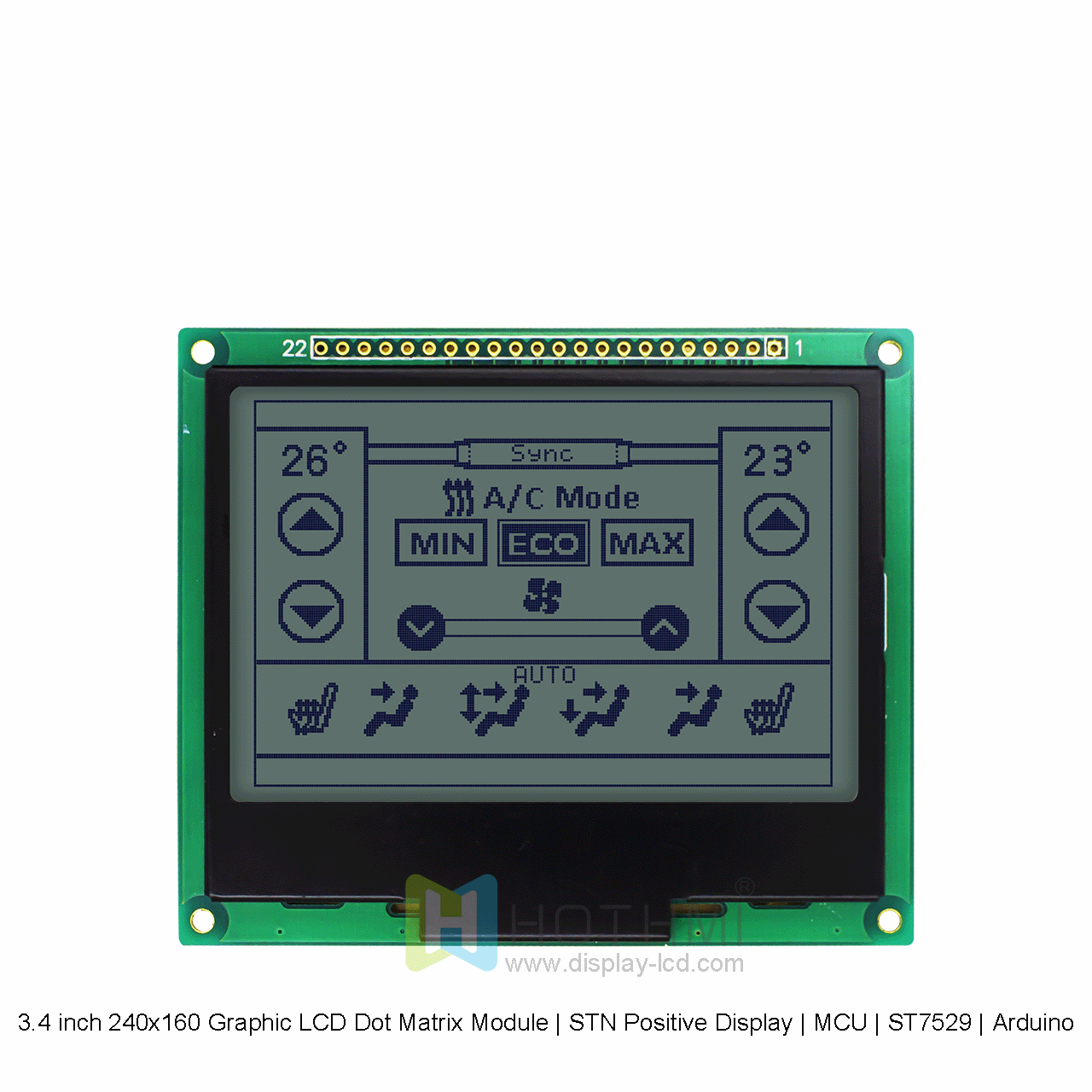 3.4 inch 240x160 Graphic LCD Dot Matrix Module | STN Positive Display | MCU | ST7529 | Arduino