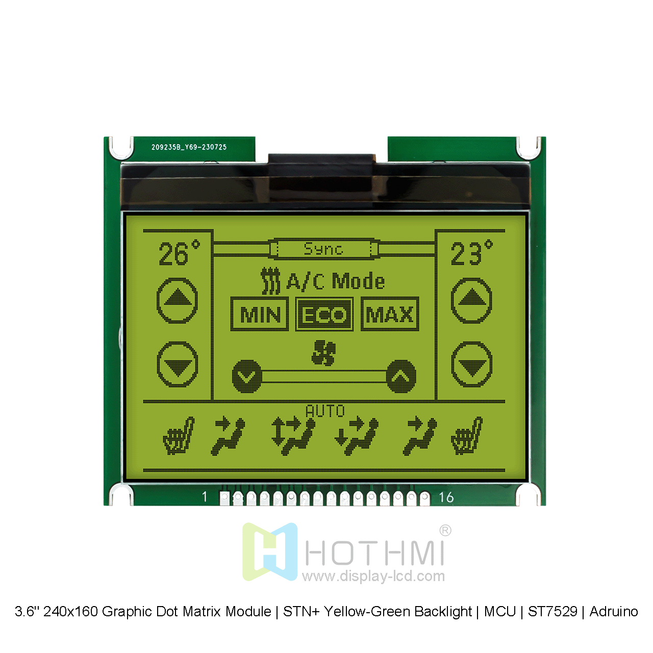 3.6寸240x160图形点阵模块 | STN+ 黄绿背光 | MCU | ST7529 | Arduino