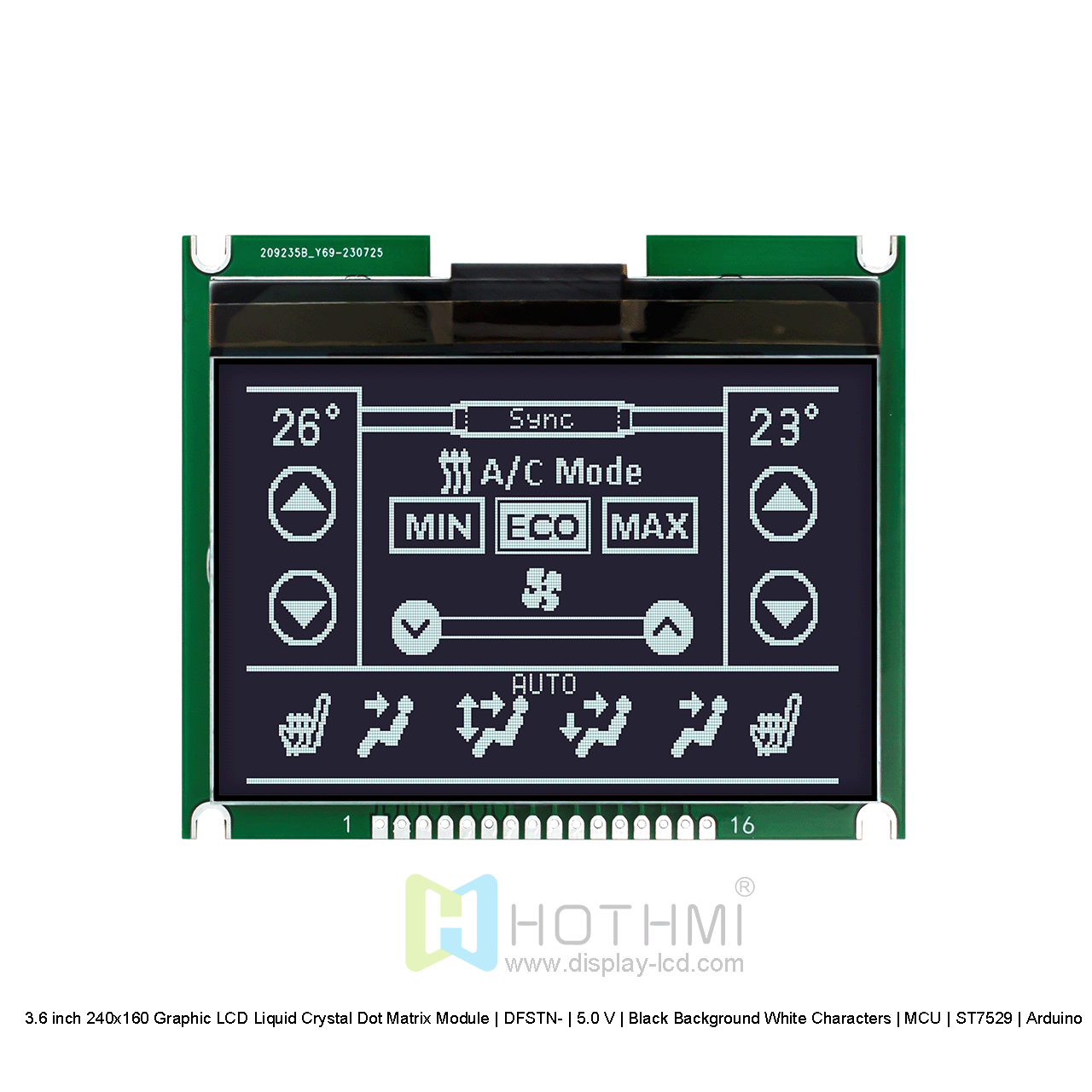 3.6 inch 240x160 Graphic LCD Liquid Crystal Dot Matrix Module | DFSTN- | 3.3 V | Black Background White Characters | MCU | ST7529 | Arduino