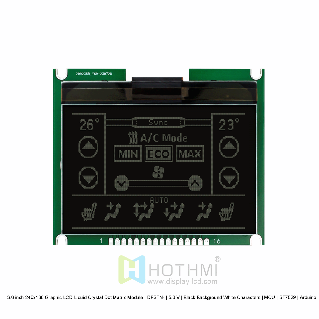 3.6 inch 240x160 Graphic LCD Liquid Crystal Dot Matrix Module | DFSTN- | 3.3 V | Black Background White Characters | MCU | ST7529 | Arduino