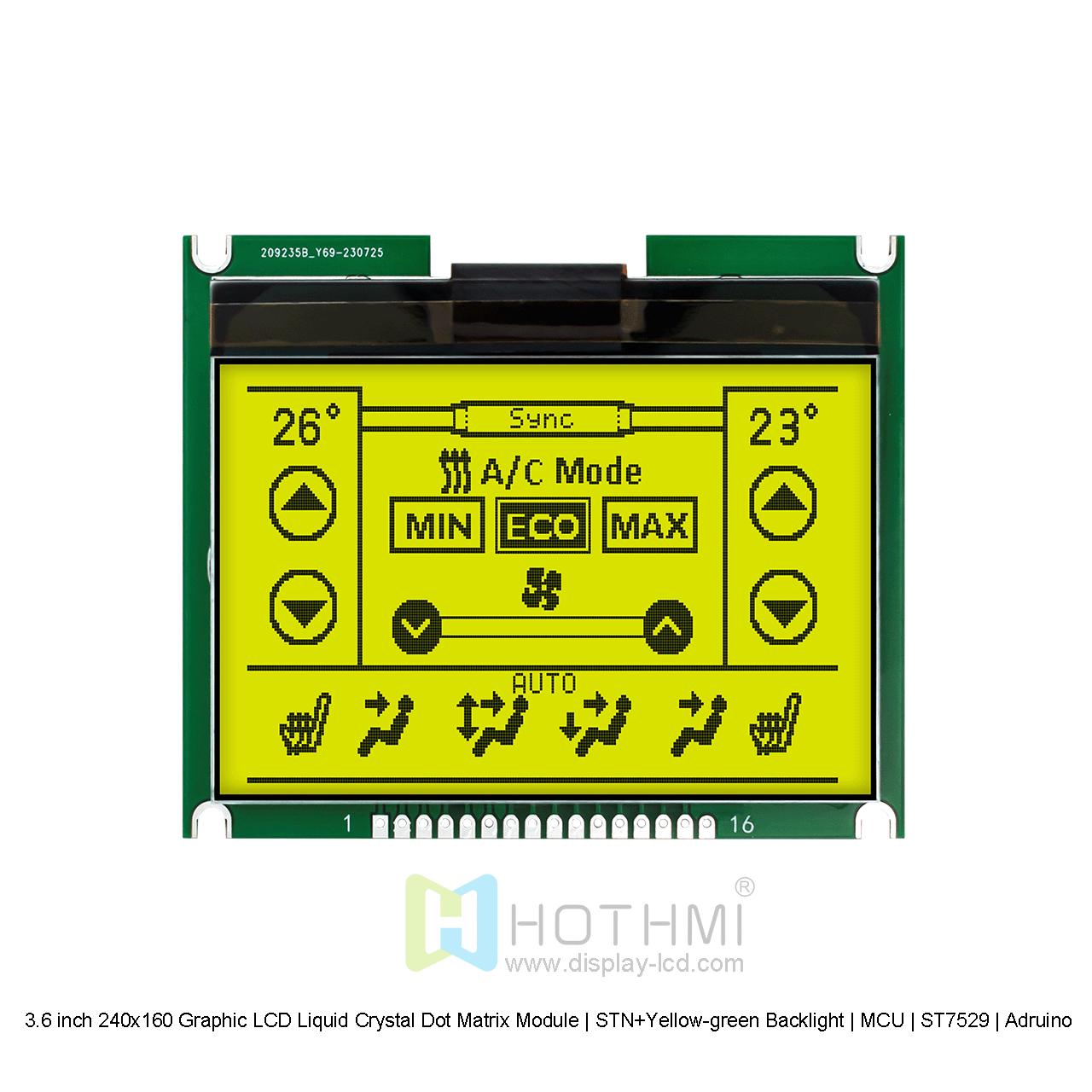 3.6寸240x160图形LCD液晶点阵模组 | STN+黄绿背光 | MCU | ST7529 | Arduino