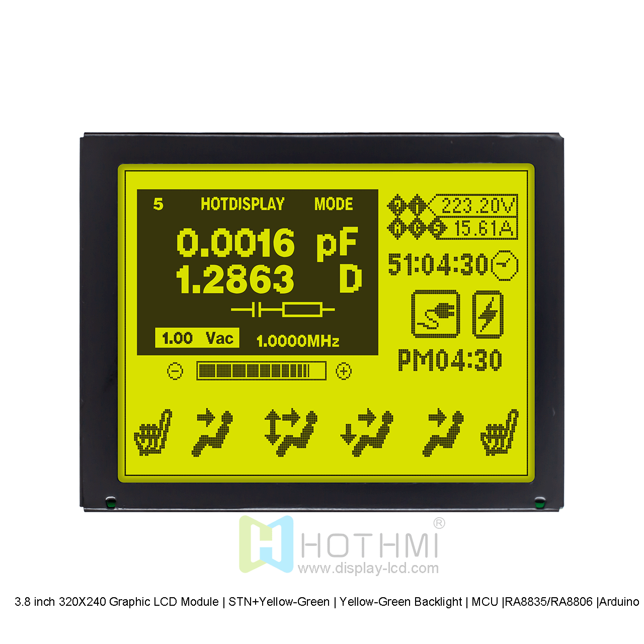 3.8寸320X240 图形液晶模块 | STN+黄绿 | 黄绿背光 |  MCU |RA8835/RA8806 |Arduino