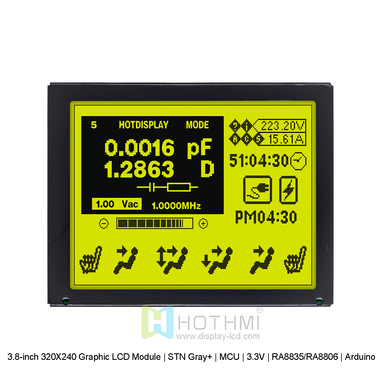 3.8-inch 320X240 Graphic LCD Module | STN Gray+ | MCU | 3.3V | RA8835/RA8806 | Arduino